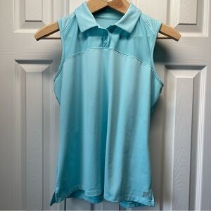 Fila Sports Women’s Sleeveless Golf Shirt Mesh Shoulders Polo Style Collar Sz L